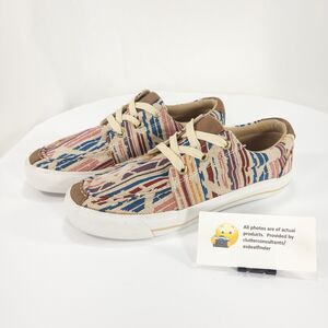 Roper Casual Lace Up Canvas Sneaker Shoe Womens Size 6 Multi Beige